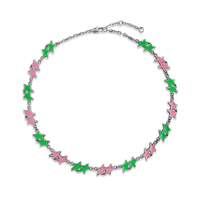 Collar Twojeys Pink/Green Melted Stars Necklace