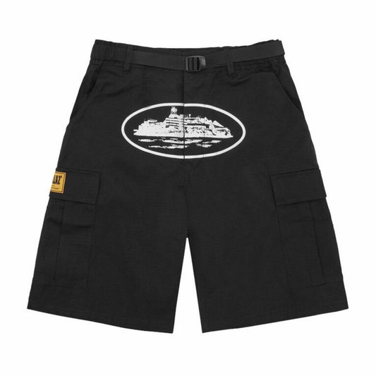Short Corteiz Alcatraz Cargo Black/White
