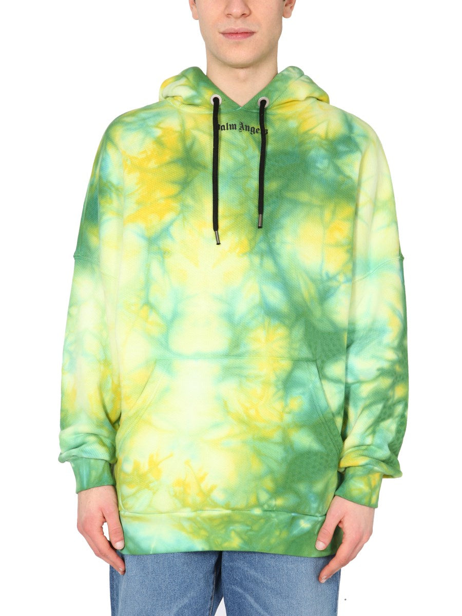 Poleron Palm Angels Green Tie-Dye Logo