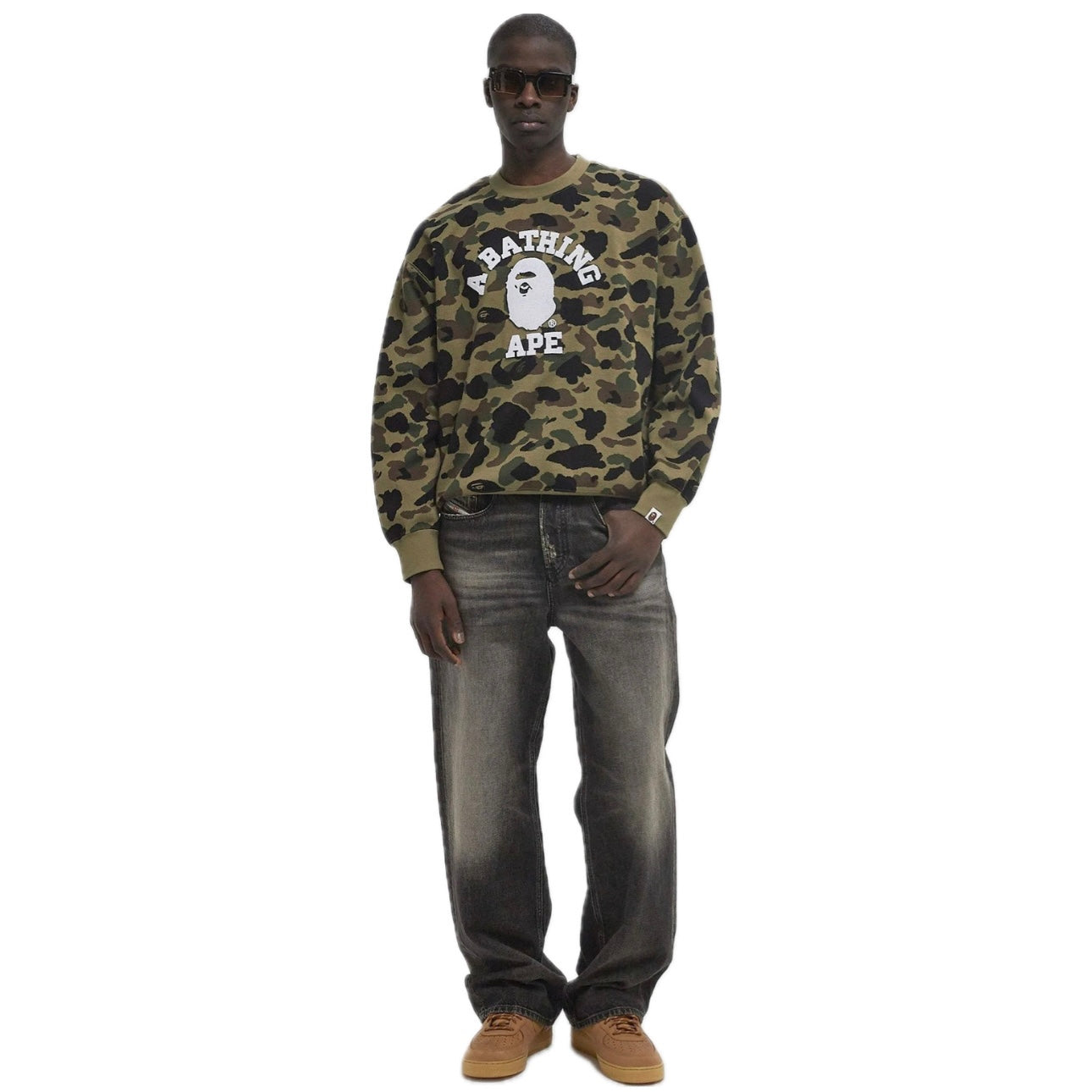 Poleron Bape 1st Camo Jacquard College Relax Fit Crewneck Sweatshirt