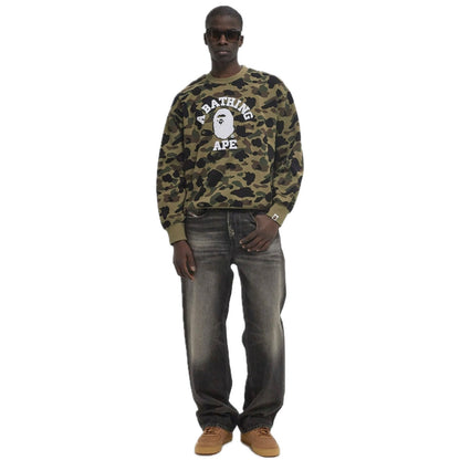 Poleron Bape 1st Camo Jacquard College Relax Fit Crewneck Sweatshirt