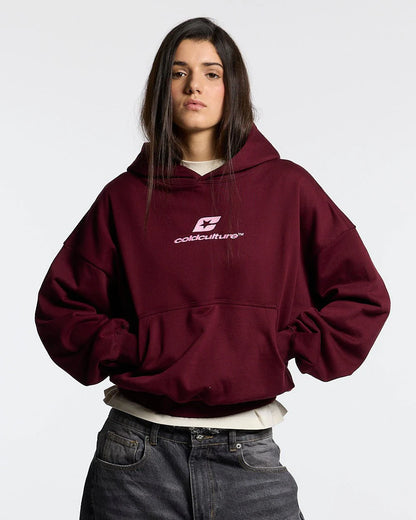 Poleron Cold Culture Curved Hoodie Wine Red