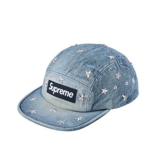 Gorro Supreme Stars Studded Denim Camp Cap Washed Indigo SS26