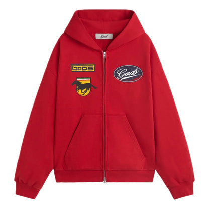 Poleron Fake Gods Racing Zipper Red