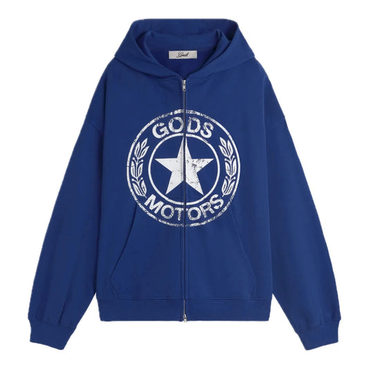 Poleron Fake Gods Motor Zipper Blue