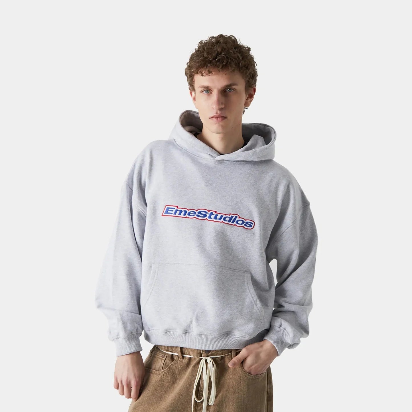 Poleron Eme Studios Box Heather Grey Oversized Hoodie