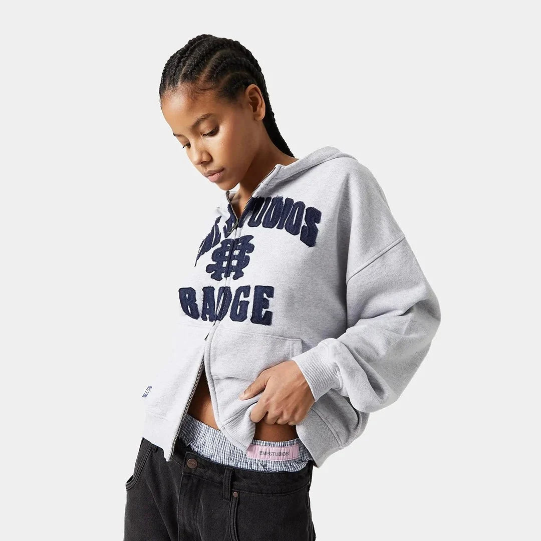 Poleron Eme Studios Badge Heather Grey Full Zip