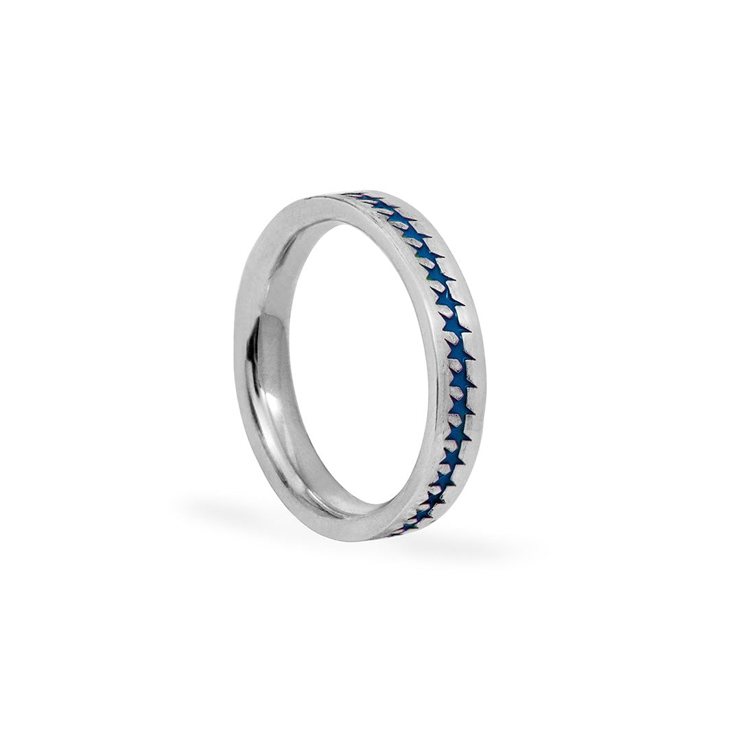 Anillo Twojeys Blue Enameled Starline Ring
