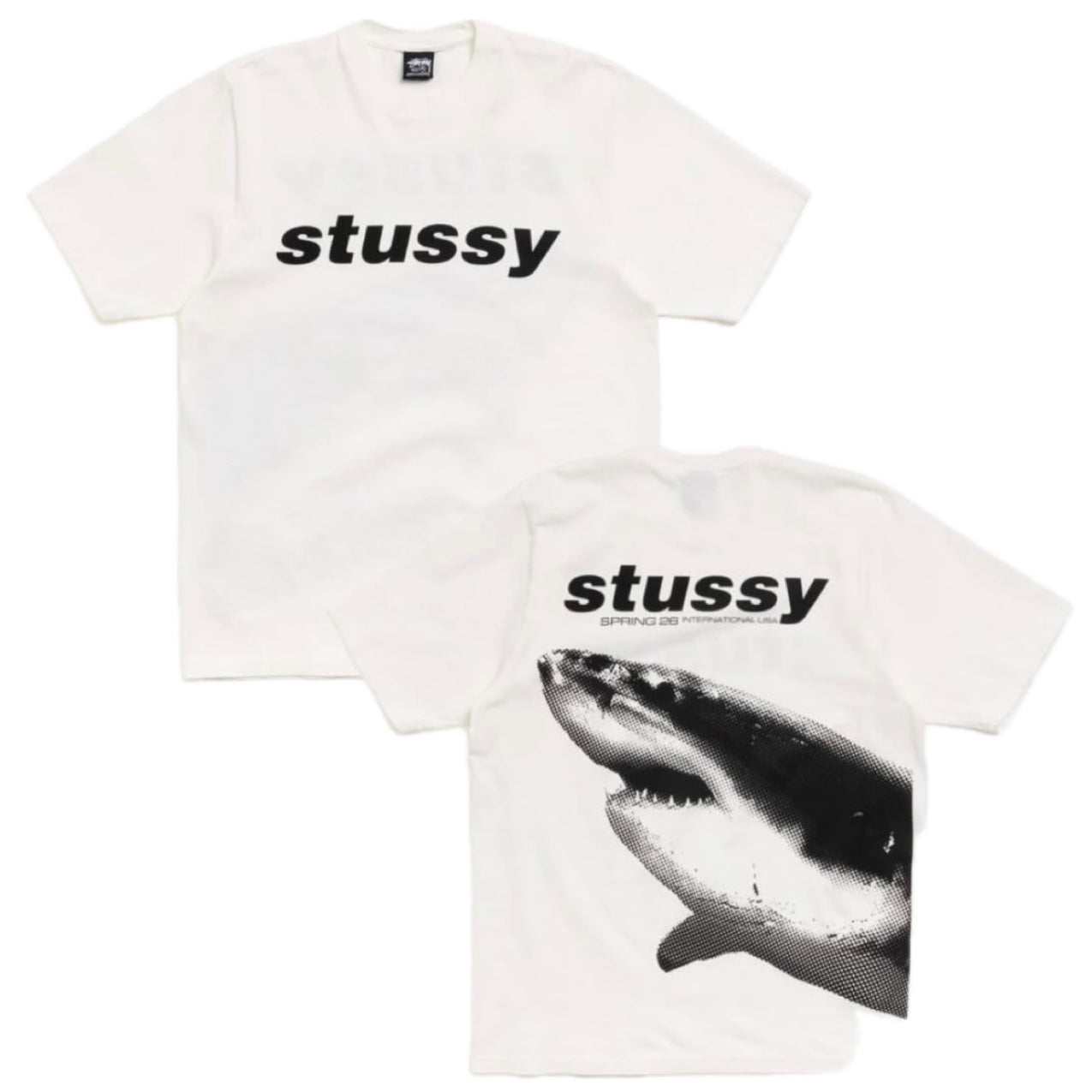 Polera Stussy Shark Tee Pigment Dyed Natural
