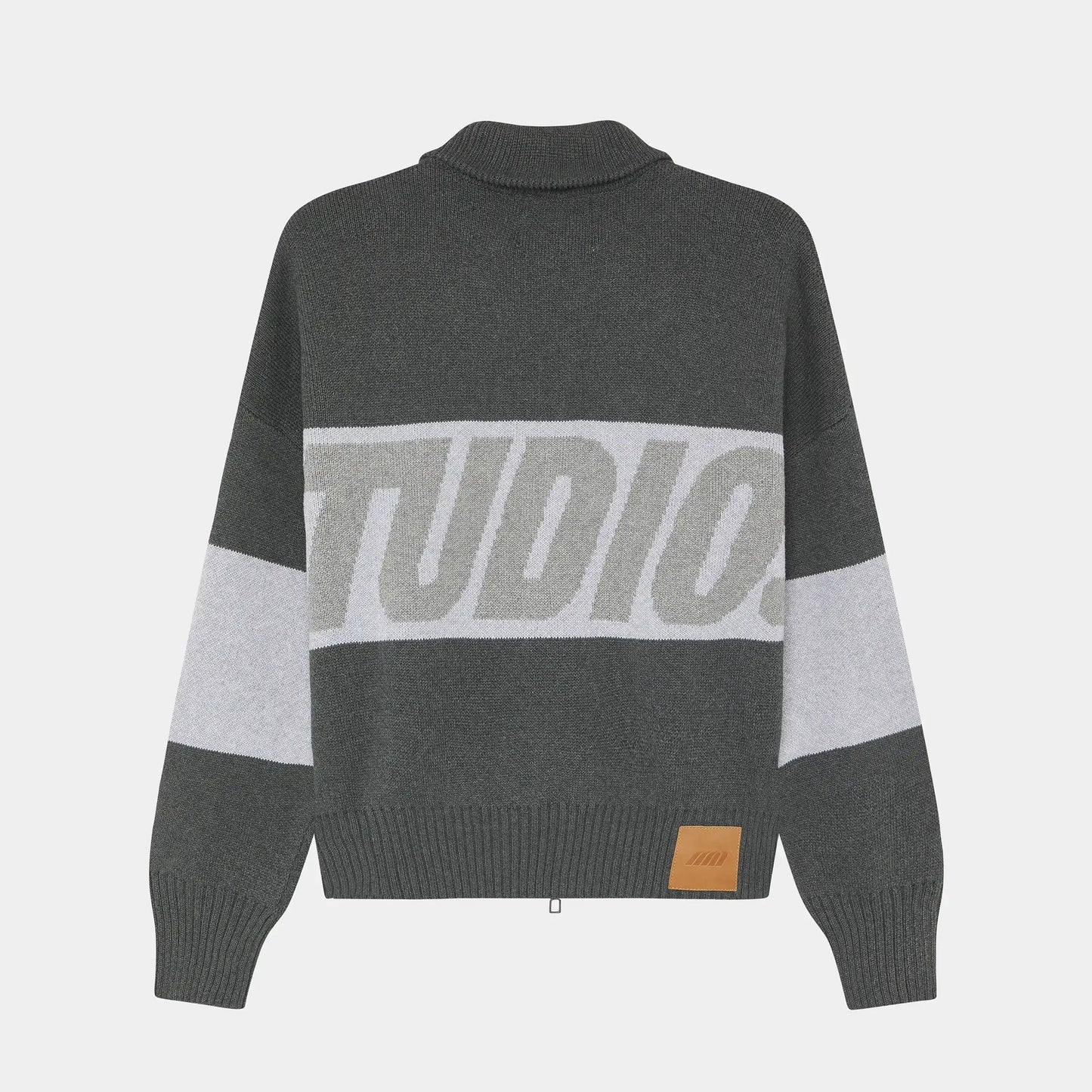 Sweater Eme Studios Thrill Grandpa Grey Zipper Knit