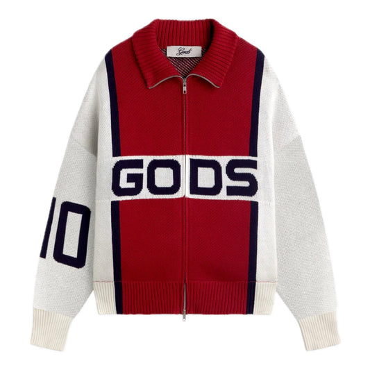 Sweater Fake Gods Alpine Rally Knitted Zipper Red/White