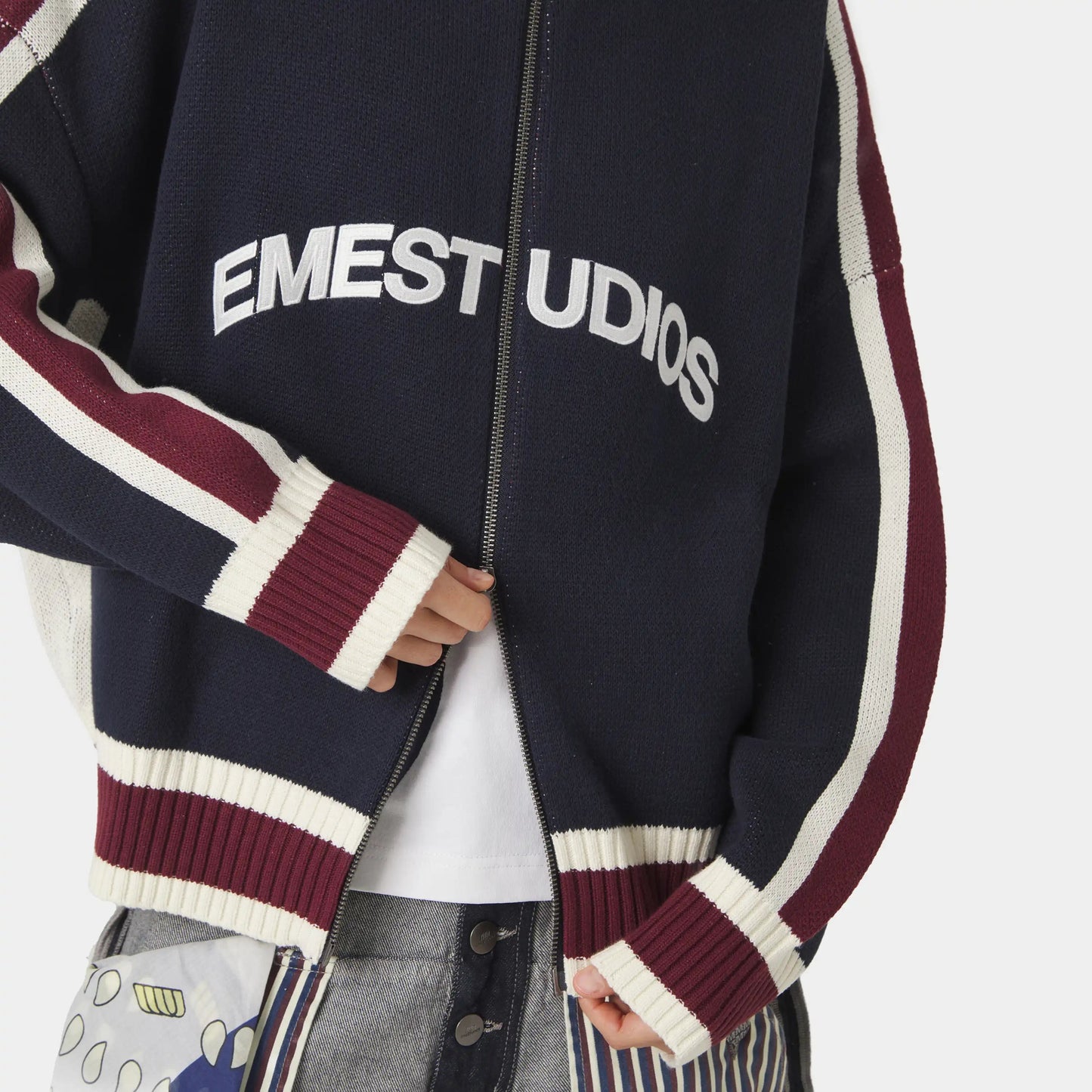Sweater Eme Studios Echellor Navy Zipper Knit