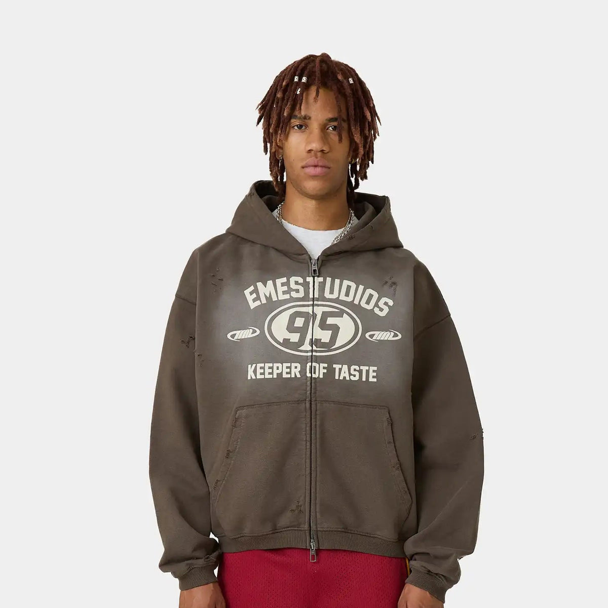 Poleron Eme Studios Keeper Fawn Cropped Boxy Full Zip