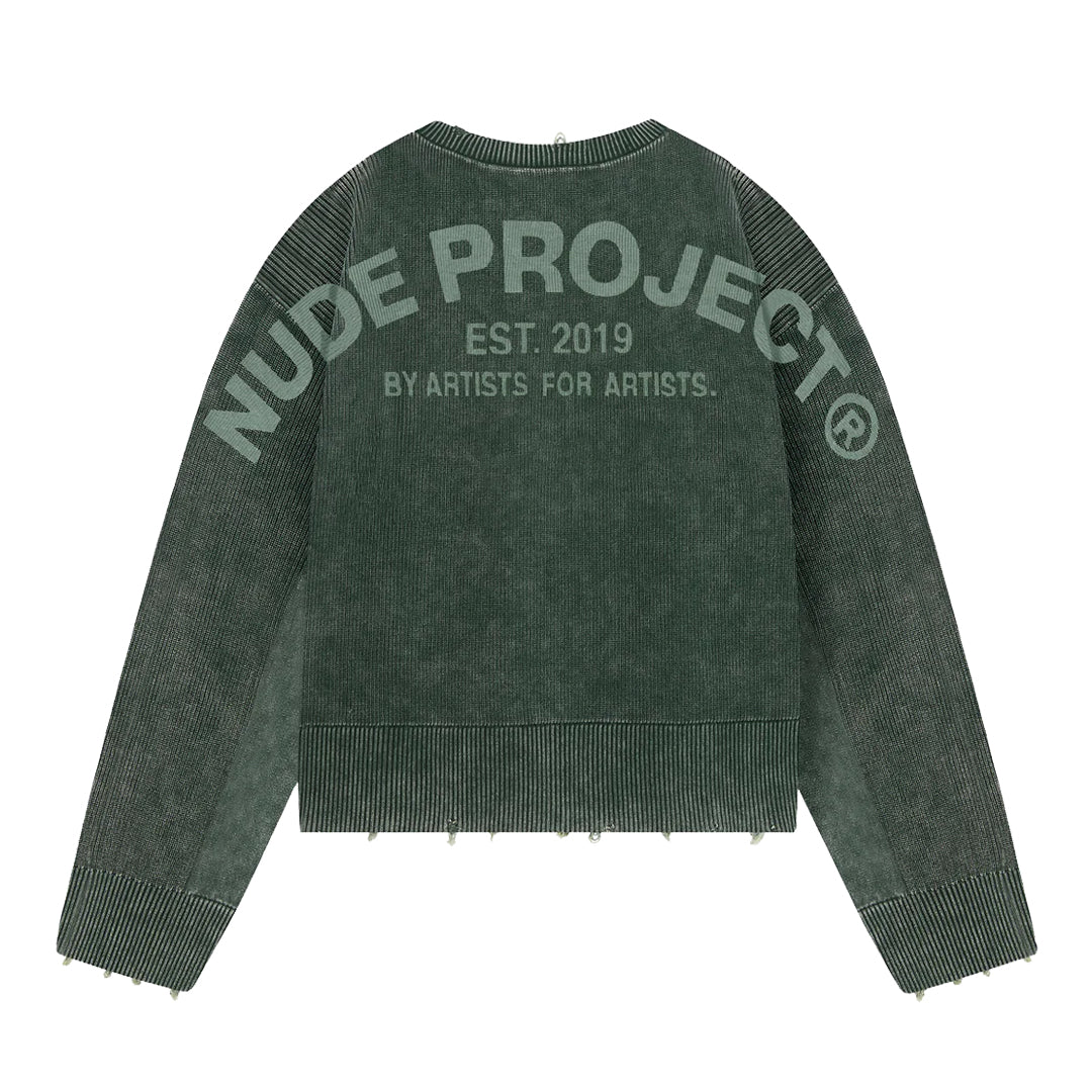 Sweater Nude Perfect Cropped Knit Dark Green