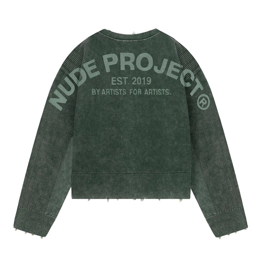 Sweater Nude Perfect Cropped Knit Dark Green