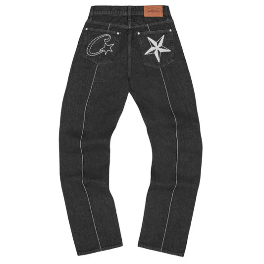 Jeans Corteiz C-Star Stitch-Down Black - L