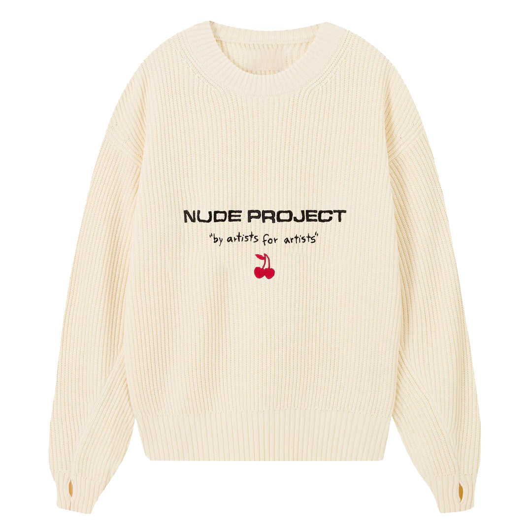 Sweater Nude Jersey Wavy Cream