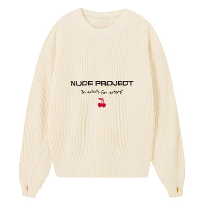 Sweater Nude Jersey Wavy Cream