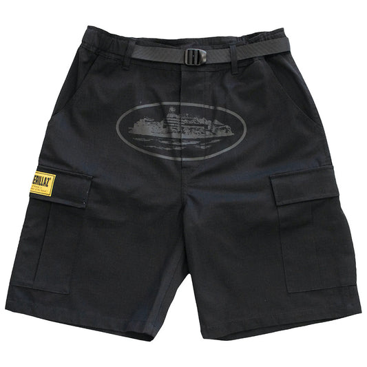 Corteiz OG Cargo Shorts Triple Black - L
