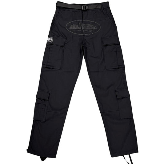 Pantalon Corteiz Cargo Guerillaz Triple Black - Talla M