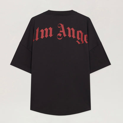 Polera Palm Angels Curved Logo Over Black/Red