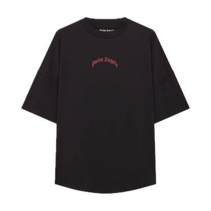 Polera Palm Angels Curved Logo Over Black/Red