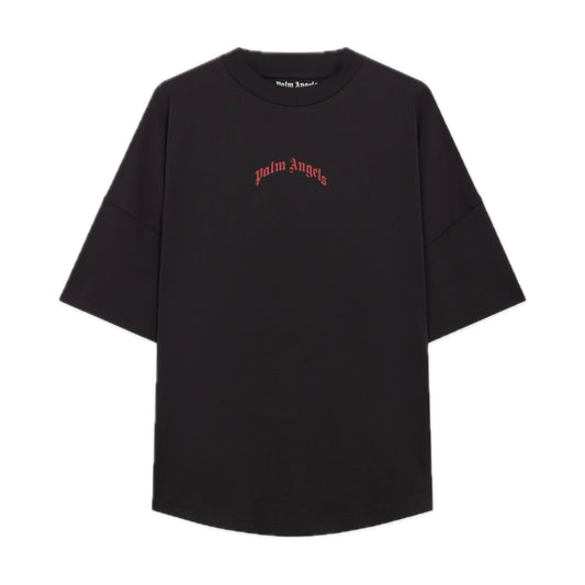 Polera Palm Angels Curved Logo Over Black/Red