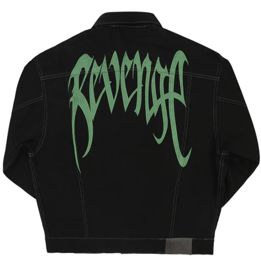 Revenge Denim Jacket Arch Logo Green - XL