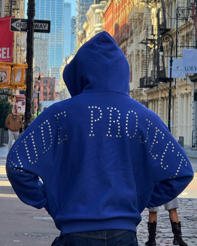 Poleron Nude Lights Zip-Up Hoodie Blue - L