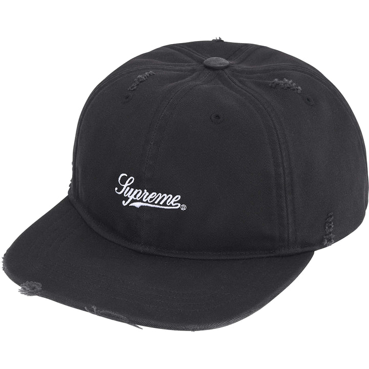 Gorro Supreme Distressed Script 6-Panel Black