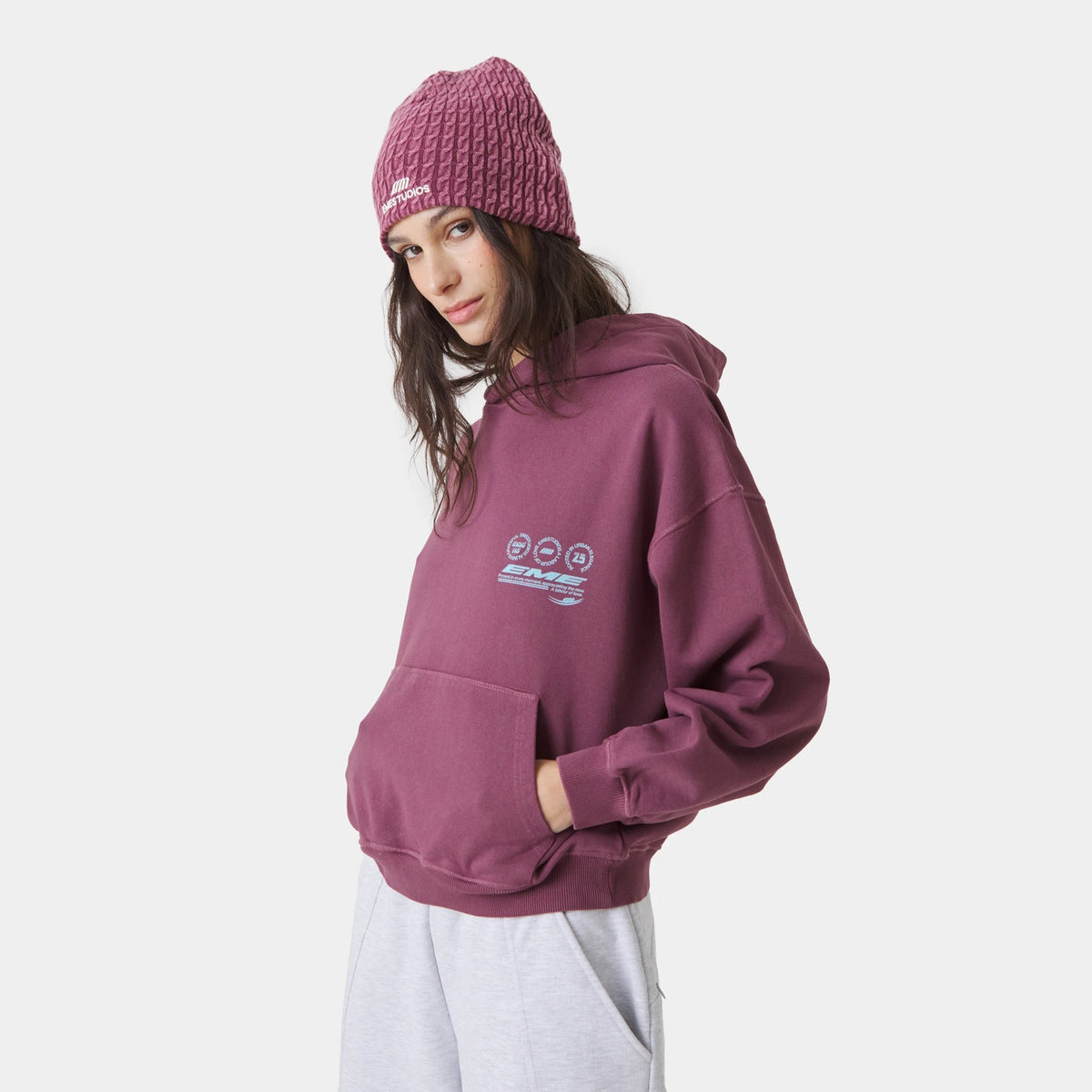 Poleron Eme Studios Stamp Maroon Oversized