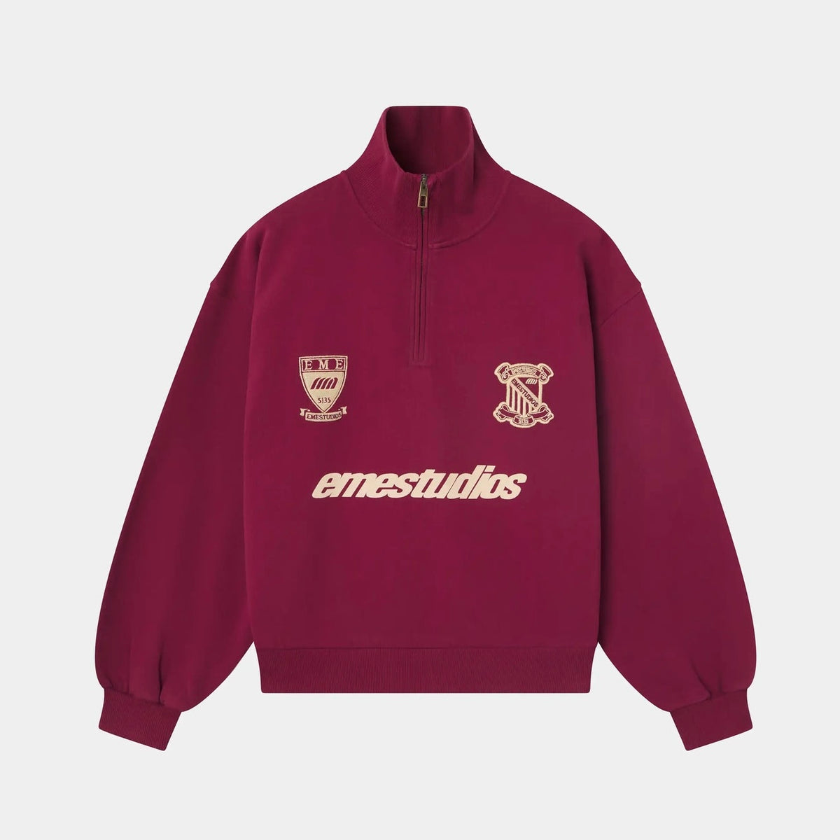 Poleron Eme Studios Peak Burgundy Half Zip