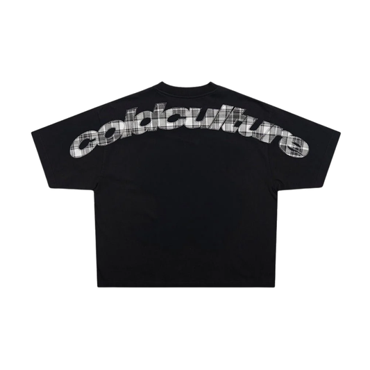 Polera Cold Culture Tartan Distress Curved Black