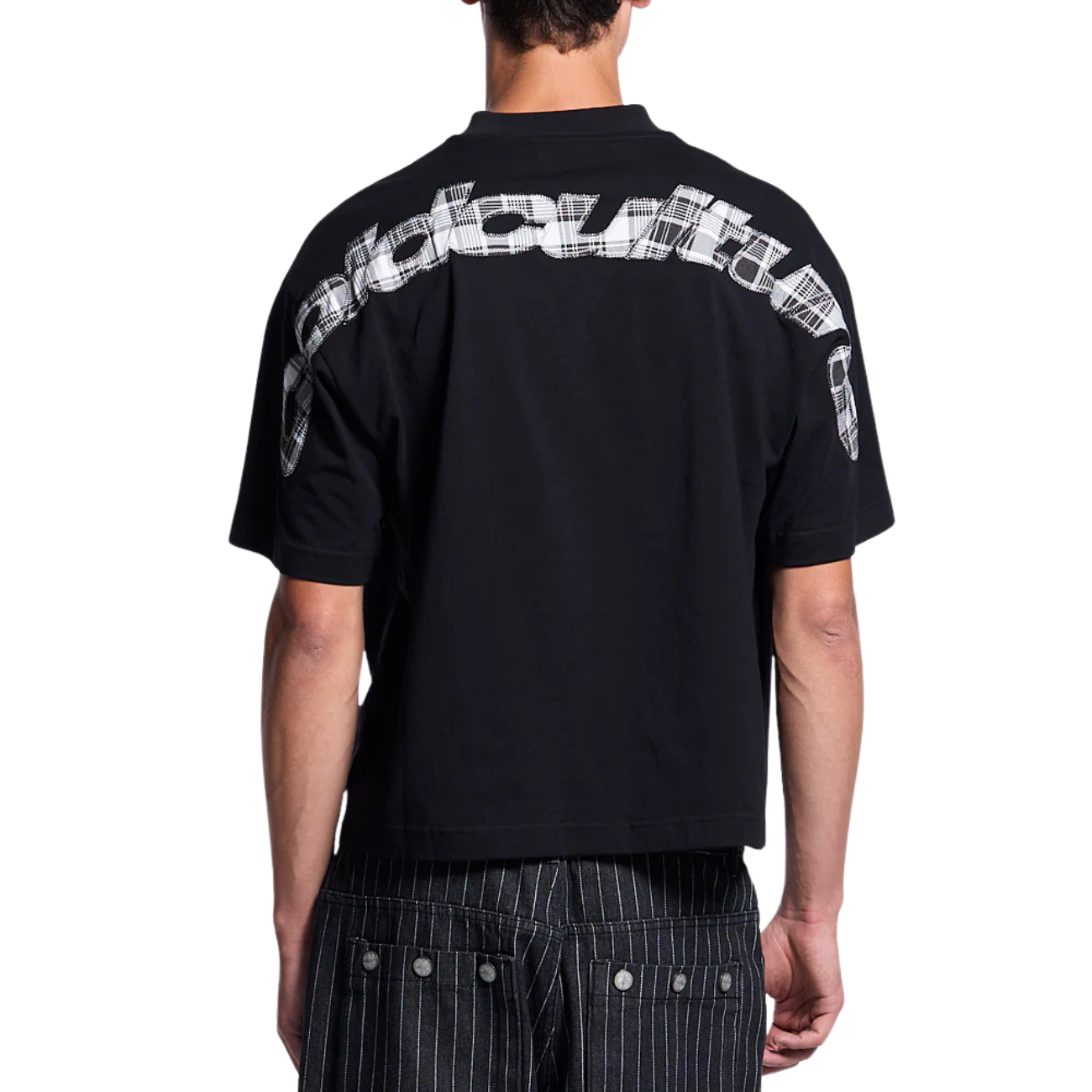Polera Cold Culture Tartan Distress Curved Black