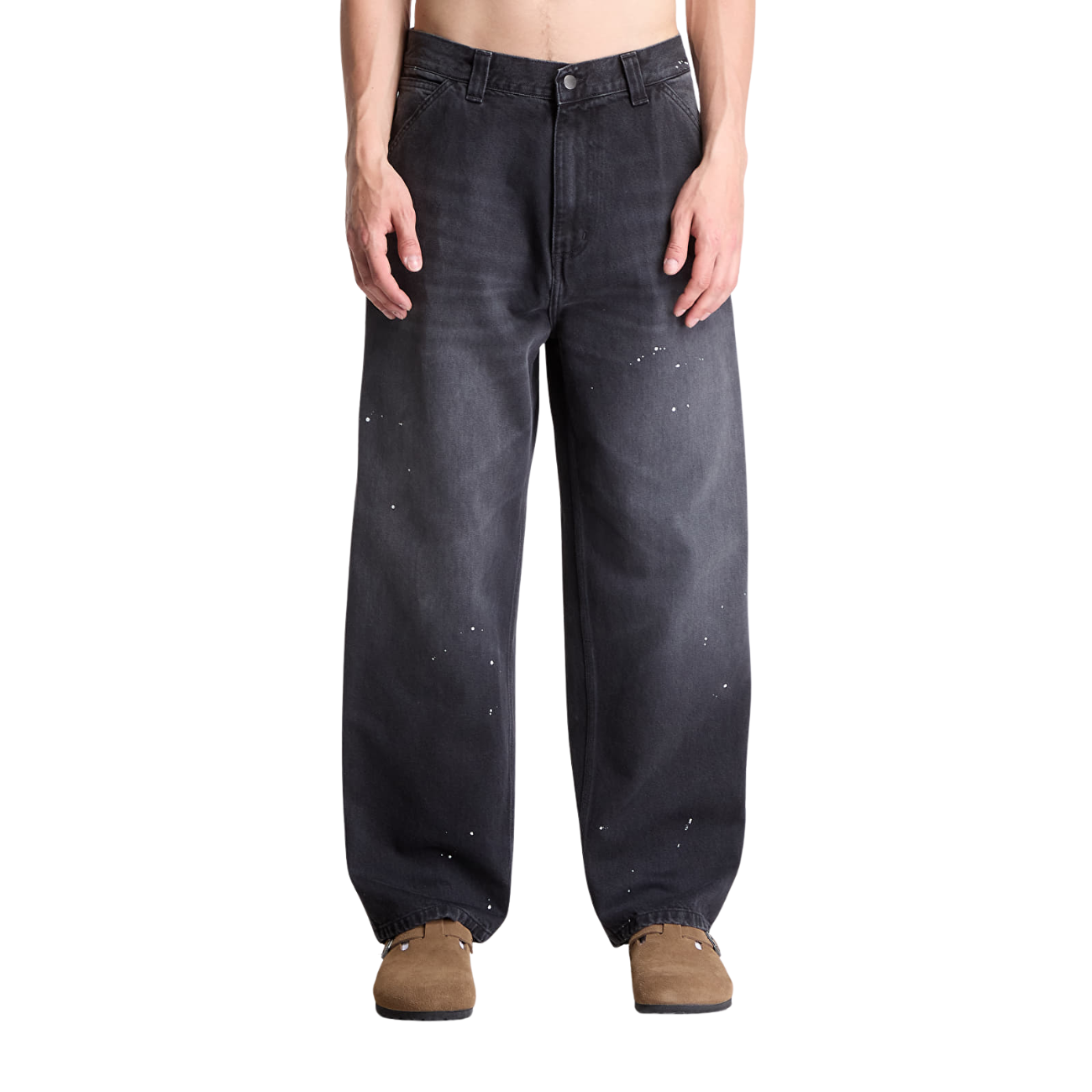 Pantalon Carhartt WIP OG Single Knee Black Destroy Wash Splatter
