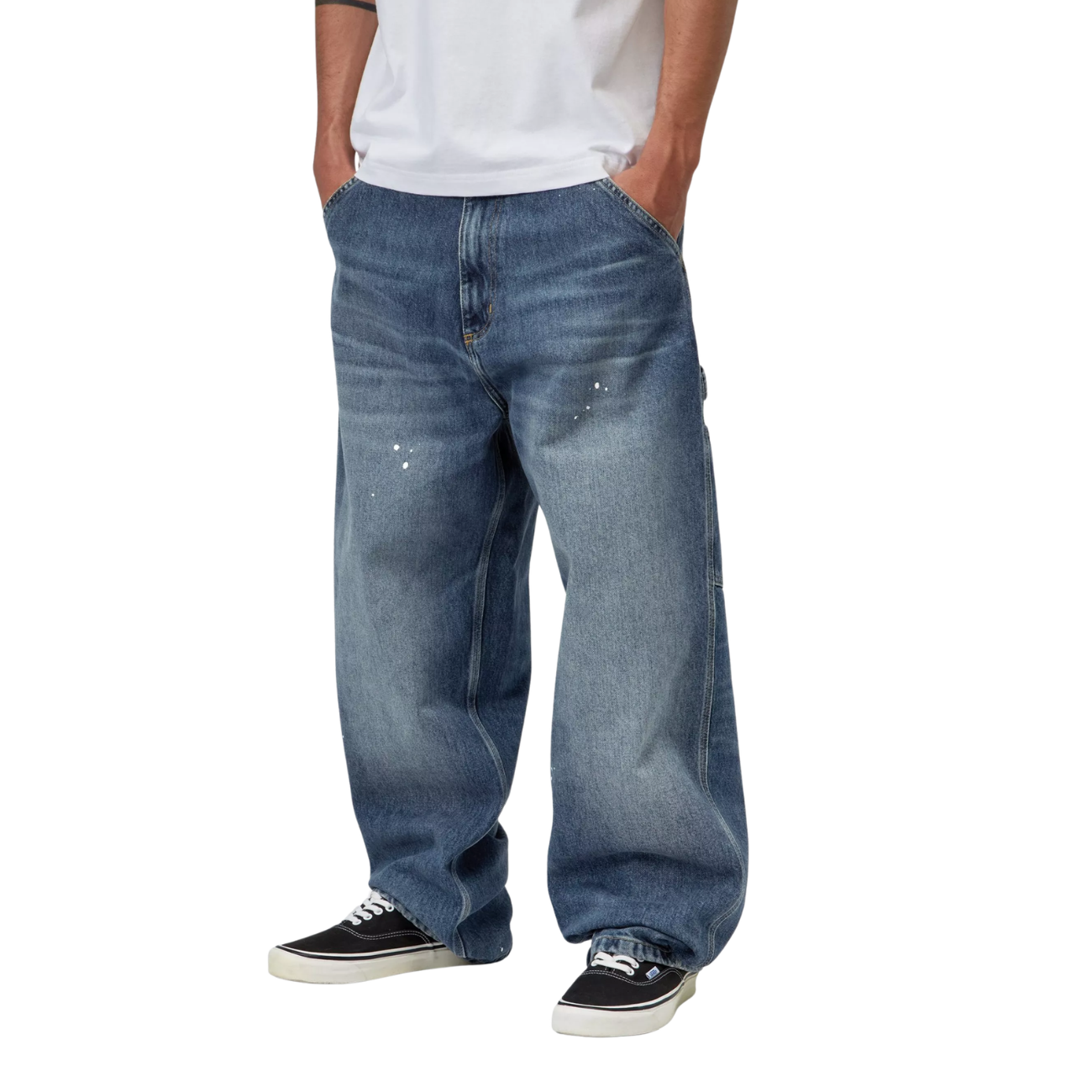 Pantalon Carhartt WIP OG Single Knee Blue Destroy Wash Splatter