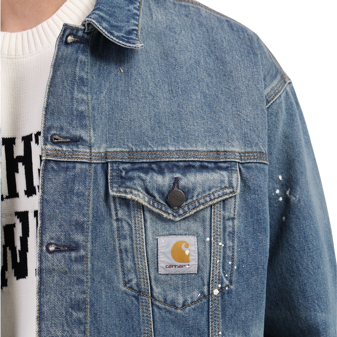 Chaqueta Carhartt WIP Helston Blue Destroy Wash Splatter