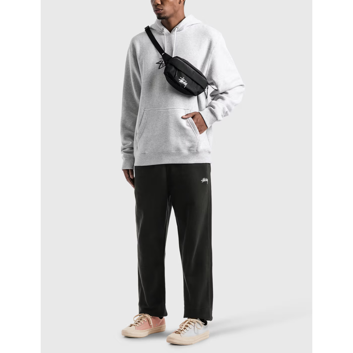 Poleron Stussy Stock Logo App Ash Heather