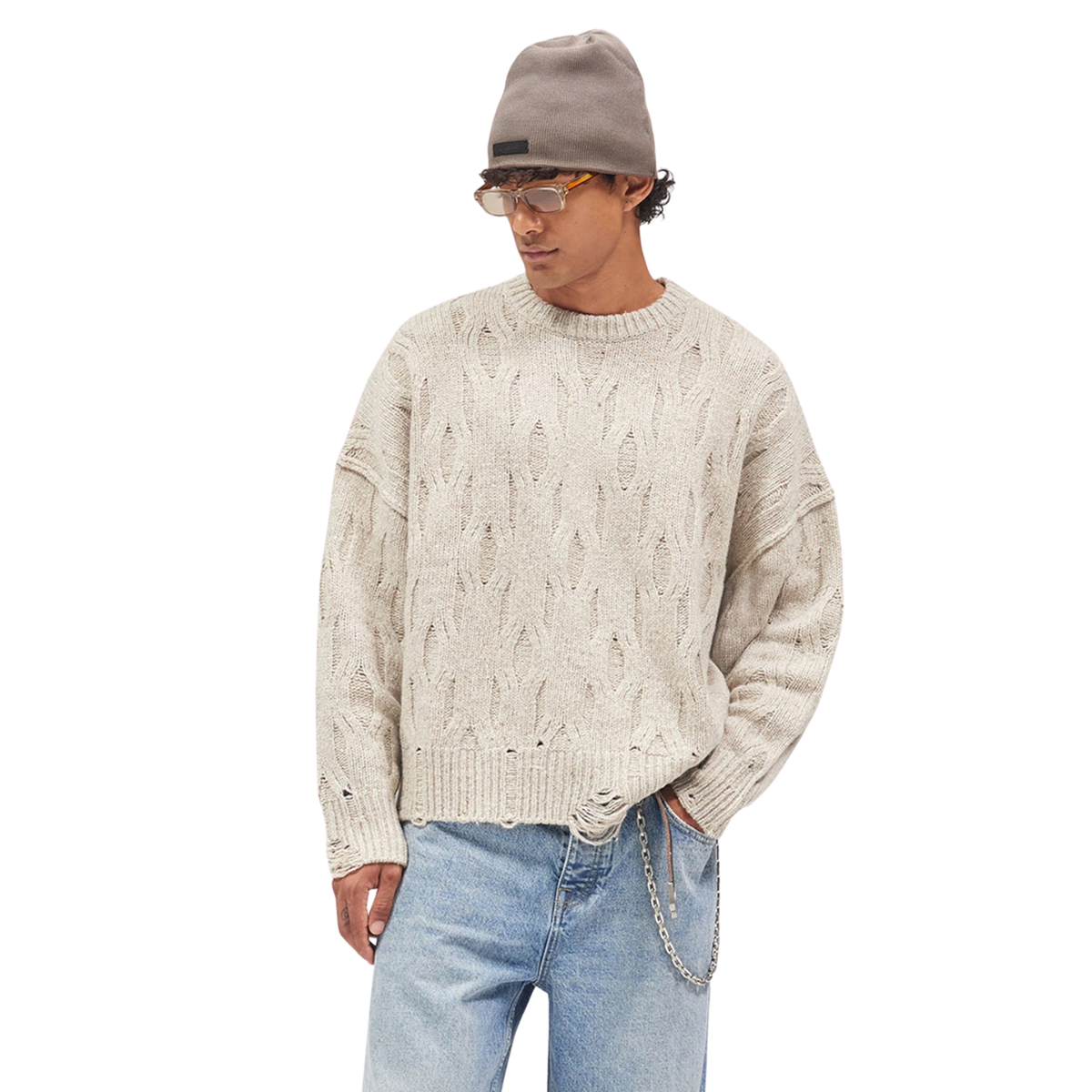 Sweater Represent Distress Knit Taupe