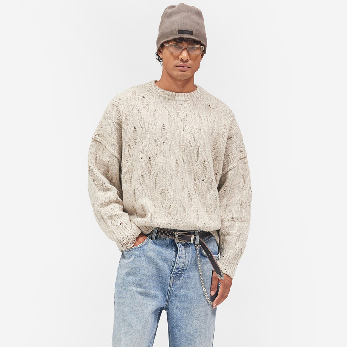 Sweater Represent Distress Knit Taupe