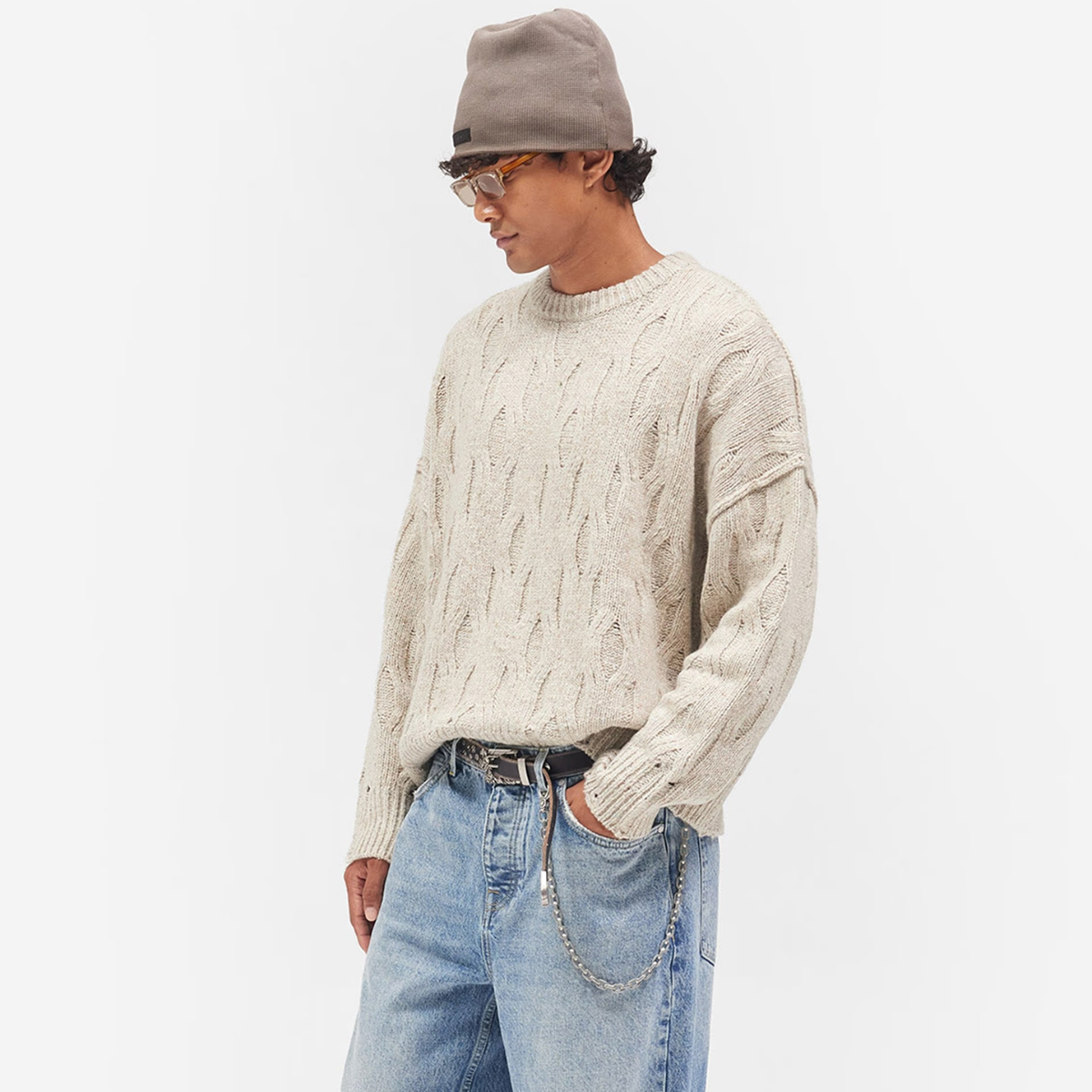 Sweater Represent Distress Knit Taupe