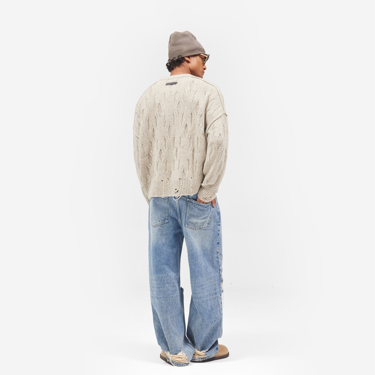 Sweater Represent Distress Knit Taupe