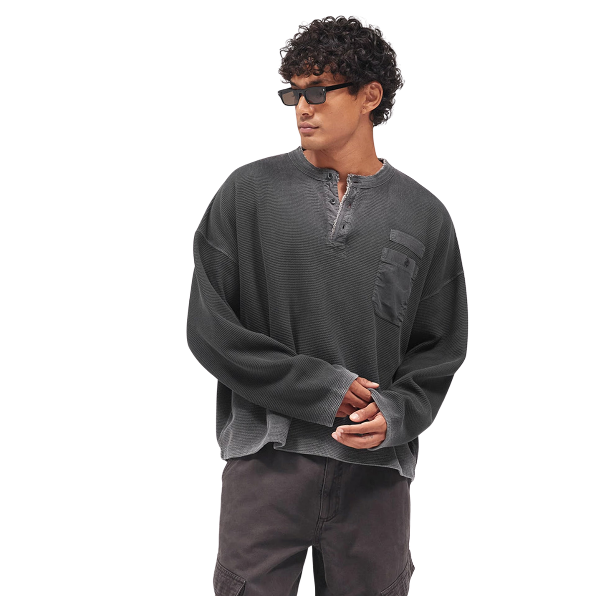 Sweater Represent Heavyweight Henley Vintage Black