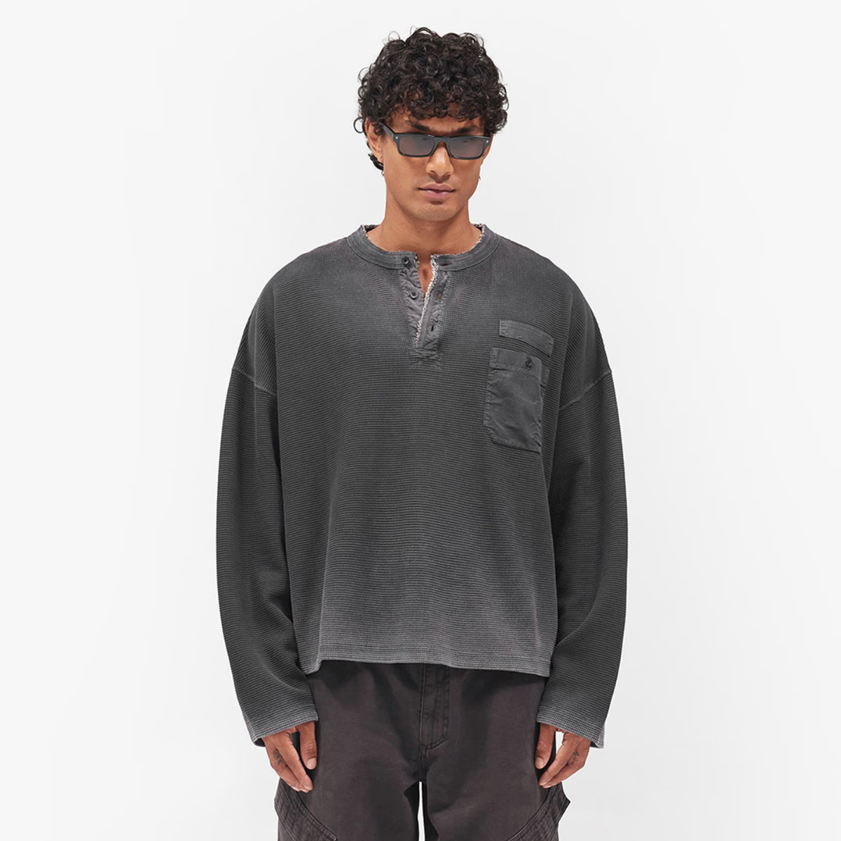 Sweater Represent Heavyweight Henley Vintage Black