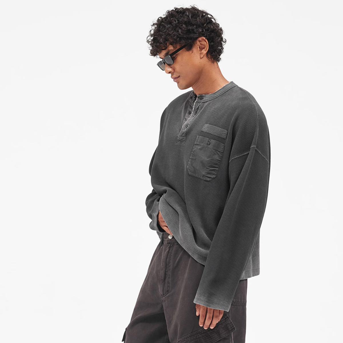 Sweater Represent Heavyweight Henley Vintage Black