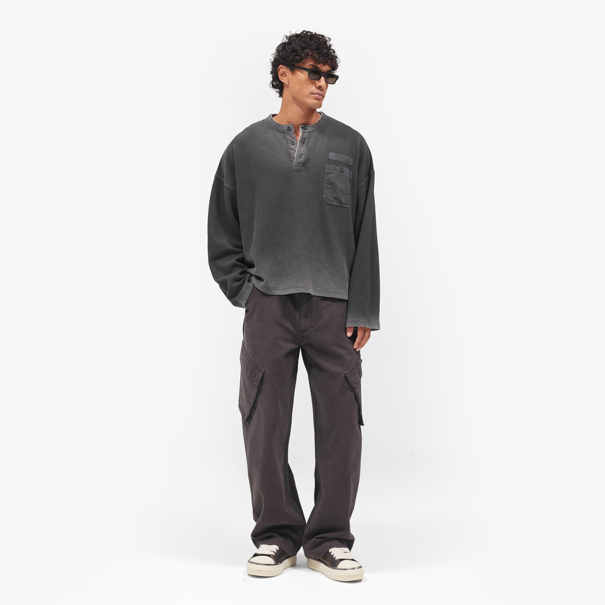 Sweater Represent Heavyweight Henley Vintage Black