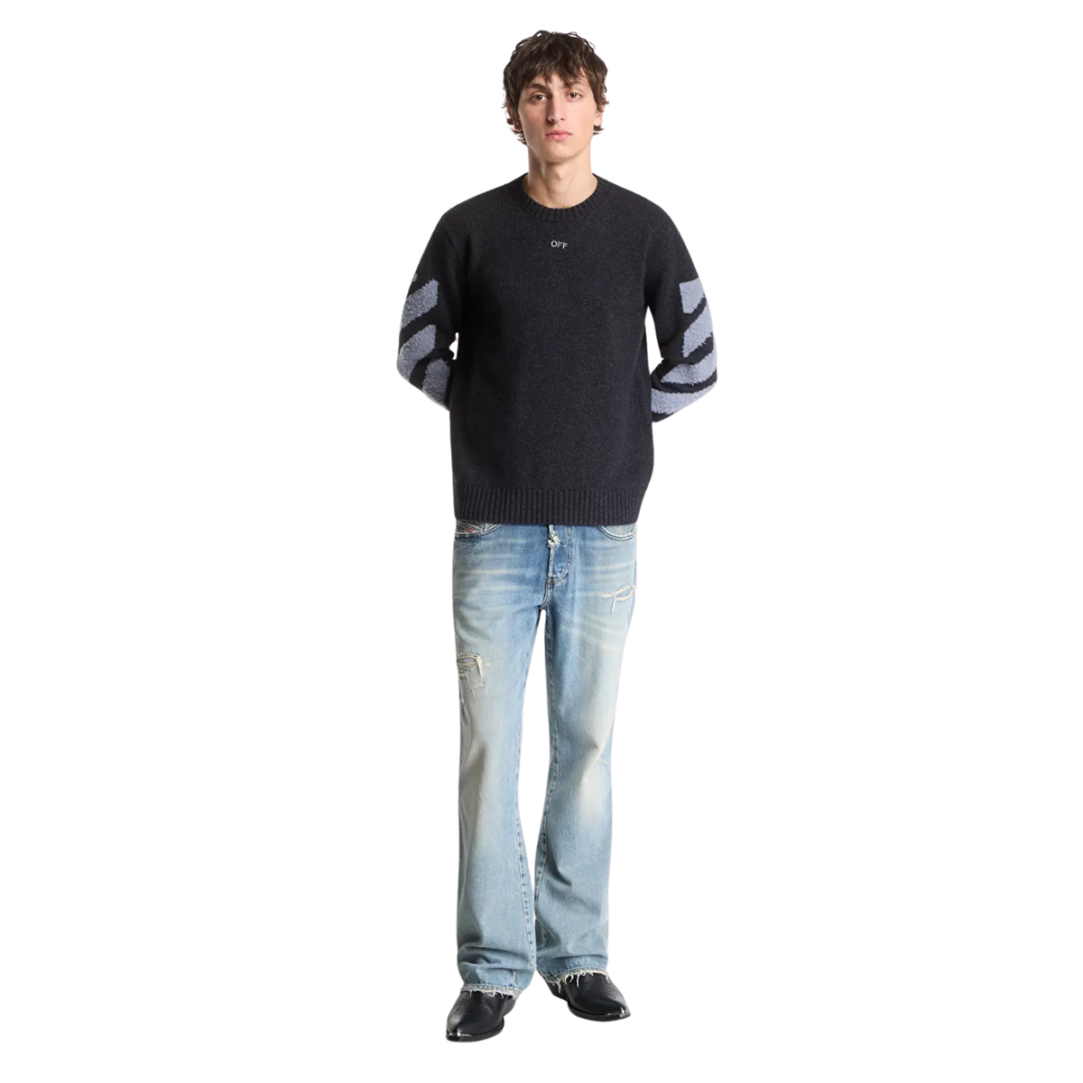Sweater Off-White Diag Fuzzy Crewneck