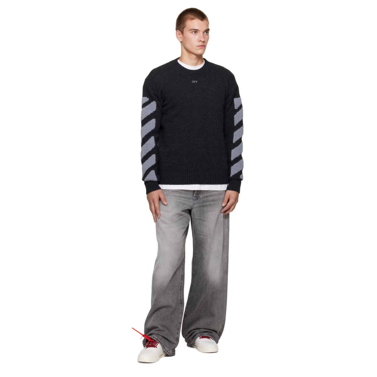 Sweater Off-White Diag Fuzzy Crewneck