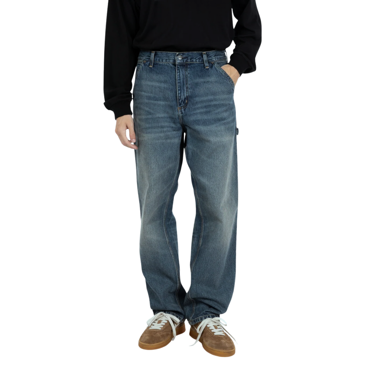 Pantalon Carhartt WIP OG Single Knee Blue Mid Worn Used