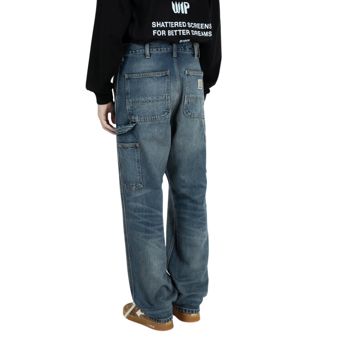 Pantalon Carhartt WIP OG Single Knee Blue Mid Worn Used